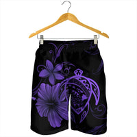 Hawaiian Map Turtle Hibiscus Plumeria Polynesian Men's Shorts - Purple - AH - Polynesian Pride