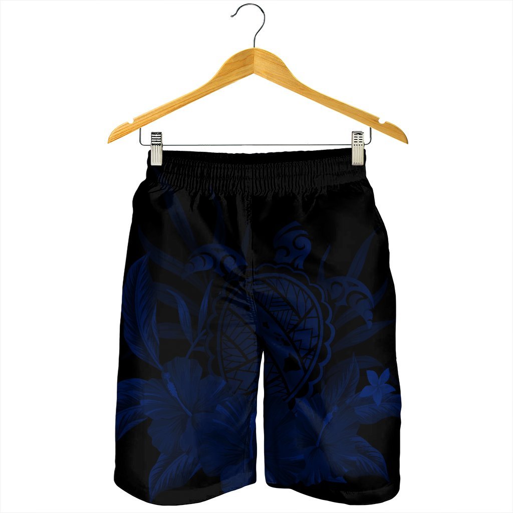 Hawaiian Map Turtle Hibiscus Polynesian Men's Shorts - Blue - AH - Polynesian Pride