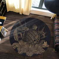 Hawaiian Map Turtle Hibiscus Polynesian Round Carpet - Gold - AH - Polynesian Pride