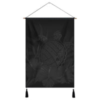 Hawaiian Map Turtle Hibiscus Polynesian Hanging Poster - Gray - AH Hanging Poster Cotton And Linen - Polynesian Pride