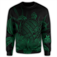Hawaiian Map Turtle Hibiscus Polynesian Sweatshirt - Green - AH - Polynesian Pride