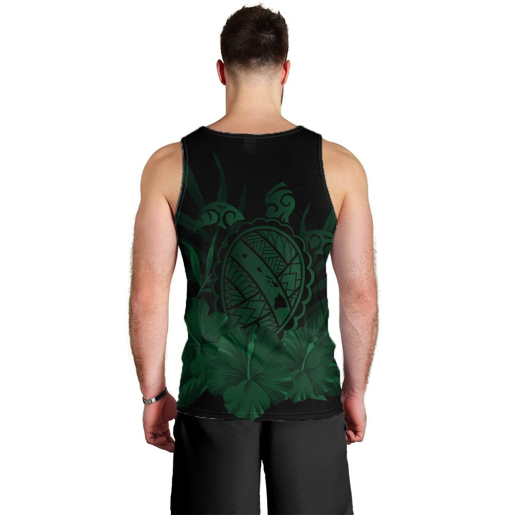 Hawaiian Map Turtle Hibiscus Polynesian Tank Top - Green - AH - Polynesian Pride