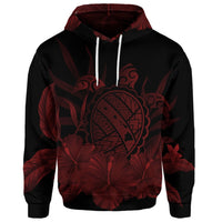Custom Hawaiian Map Turtle Hibiscus Polynesian Hoodie Red - Polynesian Pride