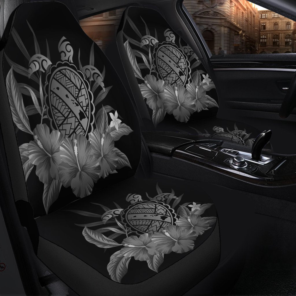 Hawaiian Map Turtle Hibiscus Polynesian Car Seat Covers - White - AH - Polynesian Pride