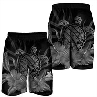 Hawaiian Map Turtle Hibiscus Polynesian Men's Shorts - White - AH - Polynesian Pride