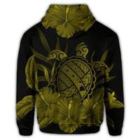 Hawaiian Map Turtle Hibiscus Polynesian Hoodie Yellow - Polynesian Pride