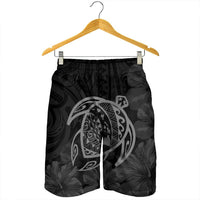 Hawaiian Map Turtle Kanaka Hibiscus Polynesian Men's Shorts - Gray - AH - Polynesian Pride