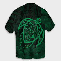 Hawaiian Map Turtle Kanaka Hibiscus Polynesian Hawaiian Shirt - Green - AH - Polynesian Pride