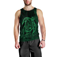 Hawaiian Map Turtle Kanaka Hibiscus Polynesian Tank Top - Green - AH Black - Polynesian Pride