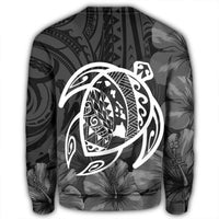 Hawaiian Map Turtle Kanaka Hibiscus Polynesian Sweatshirt - White - AH - Polynesian Pride