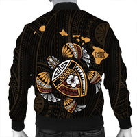 Hawaiian Map Turtle Ohana Hibicus Polynesian Bomber Jacket - AH - Polynesian Pride