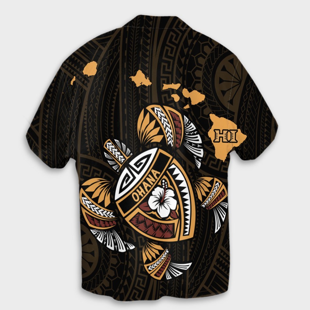 Hawaiian Map Turtle Ohana Hibicus Polynesian Hawaiian Shirt - AH - Polynesian Pride