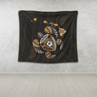 Hawaiian Map Turtle Ohana Hibicus Polynesian Tapestry - AH - Polynesian Pride