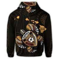 Hawaiian Map Turtle Ohana Hibicus Polynesian Zip Hoodie - Polynesian Pride