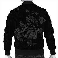 Hawaiian Map Turtle Ohana Hibicus Polynesian Bomber Jacket - Gray - AH - Polynesian Pride