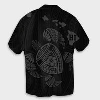 Hawaiian Map Turtle Ohana Hibicus Polynesian Hawaiian Shirt - Gray - AH - Polynesian Pride