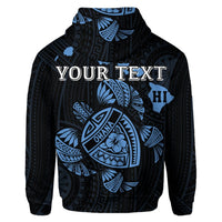Custom Hawaiian Map Turtle Ohana Hibicus Polynesian Hoodie Pastel Blue - Polynesian Pride