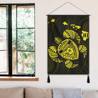 Hawaiian Map Turtle Ohana Hibicus Polynesian Hanging Poster - Yellow - AH - Polynesian Pride