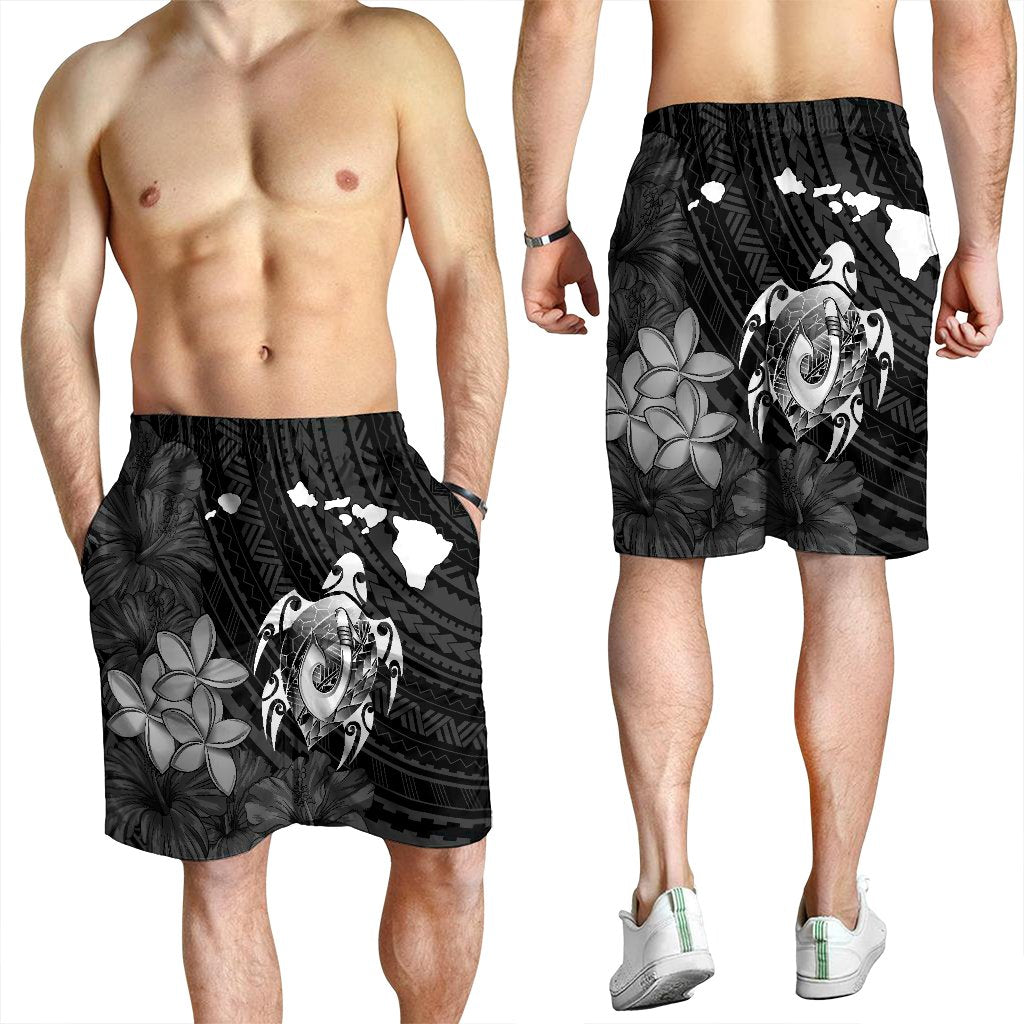 Hawaiian Map Turtle Plumeria Hibiscus Fish Hook Polynesian Men's Shorts - AH - Polynesian Pride