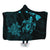 Hawaiian Map Turtle Plumeria Hibiscus Fish Hook Polynesian Hooded Blanket Blue - AH Hooded Blanket White - Polynesian Pride