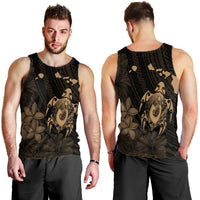 Hawaiian Map Turtle Plumeria Hibiscus Fish Hook Polynesian Tank Top Gold - AH - Polynesian Pride