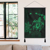Hawaiian Map Turtle Plumeria Hibiscus Fish Hook Polynesian Hanging Poster Green - AH - Polynesian Pride