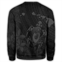 Hawaiian Map Turtle Plumeria Hibiscus Fish Hook Polynesian Sweatshirt Grey - AH - Polynesian Pride