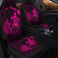 Hawaiian Map Turtle Plumeria Hibiscus Fish Hook Polynesian Car Seat Covers Pink - AH - Polynesian Pride