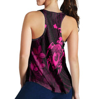 Hawaiian Map Turtle Plumeria Hibiscus Fish Hook Polynesian Racerback Tank Pink - AH - Polynesian Pride
