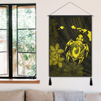 Hawaiian Map Turtle Plumeria Hibiscus Fish Hook Polynesian Hanging Poster Yellow - AH - Polynesian Pride