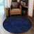 Hawaiian Map Turtle Tattoo Hibiscus Plumeria Polynesian Round Carpet - Blue - AH - Polynesian Pride