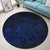 Hawaiian Map Turtle Tattoo Hibiscus Plumeria Polynesian Round Carpet - Blue - AH - Polynesian Pride