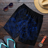 Hawaiian Map Turtle Tattoo Hibiscus Plumeria Polynesian Men's Shorts - Blue - AH Art - Polynesian Pride