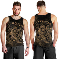Hawaiian Map Turtle Tattoo Hibiscus Plumeria Polynesian Tank Top - Gold - AH - Polynesian Pride