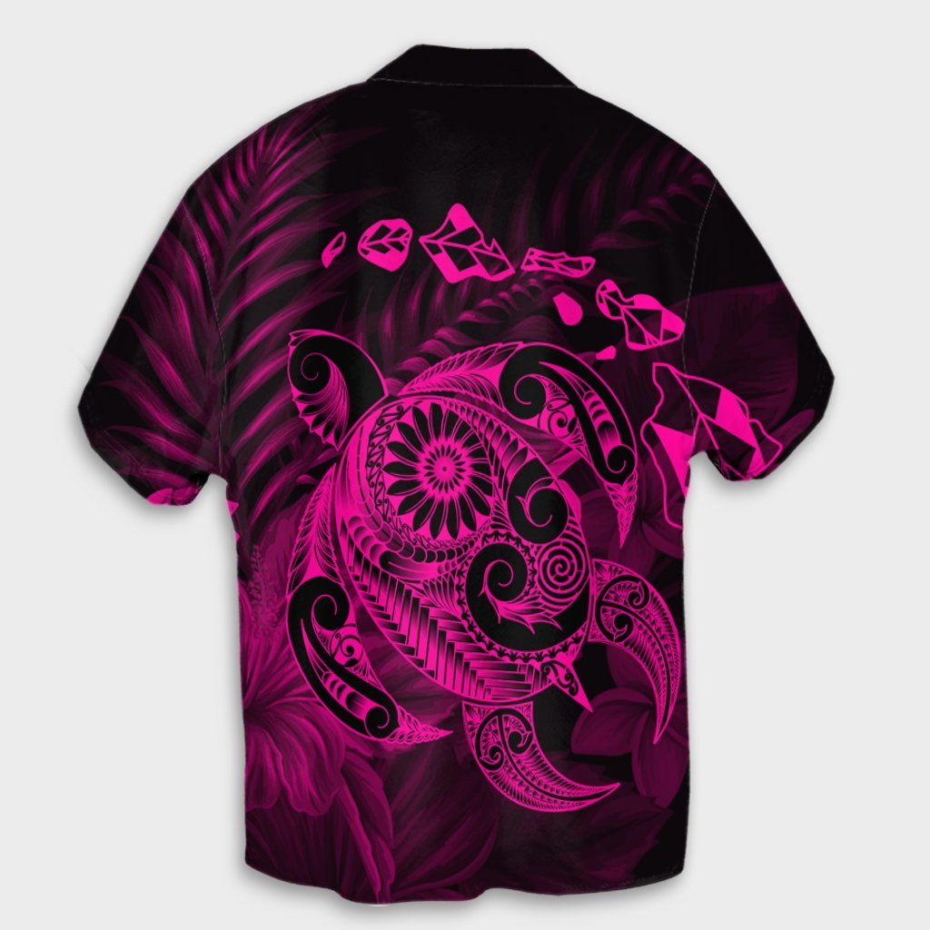 Hawaiian Map Turtle Tattoo Hibiscus Plumeria Polynesian Hawaiian Shirt - Pink - AH - Polynesian Pride