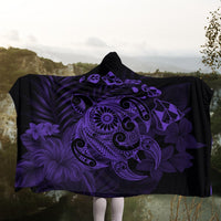 Hawaiian Map Turtle Tattoo Hibiscus Plumeria Polynesian Hooded Blanket - Purple - AH - Polynesian Pride