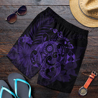 Hawaiian Map Turtle Tattoo Hibiscus Plumeria Polynesian Men's Shorts - Purple - AH Art - Polynesian Pride
