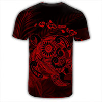 Hawaiian Map Turtle Tattoo Hibiscus Plumeria Polynesian T Shirt Red AH - Polynesian Pride