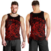 Hawaiian Map Turtle Tattoo Hibiscus Plumeria Polynesian Tank Top - Red - AH - Polynesian Pride
