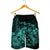 Hawaiian Map Turtle Tattoo Hibiscus Plumeria Polynesian Men's Shorts - Turquoise - AH - Polynesian Pride