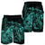 Hawaiian Map Turtle Tattoo Hibiscus Plumeria Polynesian Men's Shorts - Turquoise - AH - Polynesian Pride