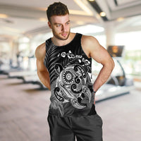 Hawaiian Map Turtle Tattoo Hibiscus Plumeria Polynesian Tank Top - White - AH - Polynesian Pride