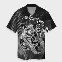 Hawaiian Map Turtle Tattoo Hibiscus Plumeria Polynesian Hawaiian Shirt - White - AH Unisex Black - Polynesian Pride