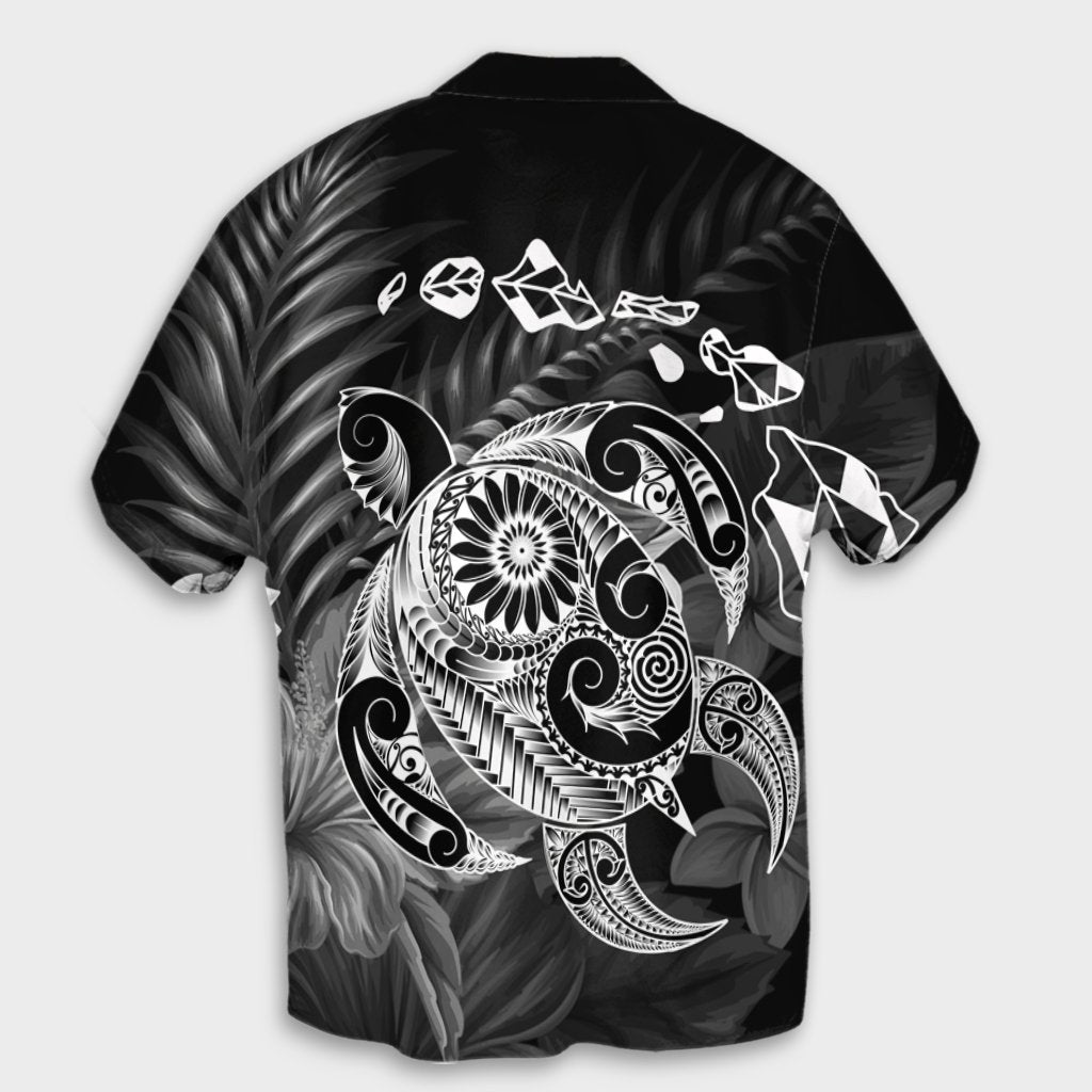 Hawaiian Map Turtle Tattoo Hibiscus Plumeria Polynesian Hawaiian Shirt - White - AH - Polynesian Pride