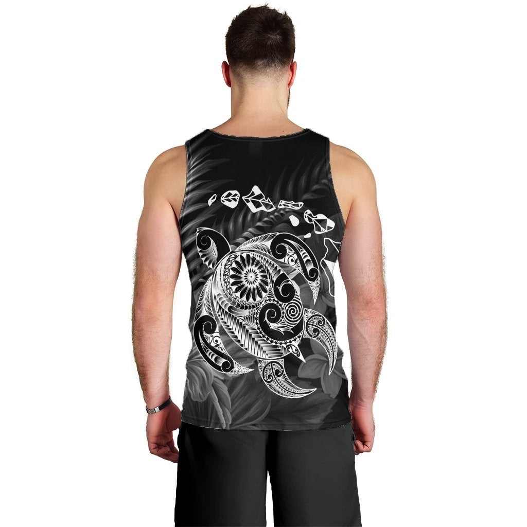 Hawaiian Map Turtle Tattoo Hibiscus Plumeria Polynesian Tank Top - White - AH - Polynesian Pride