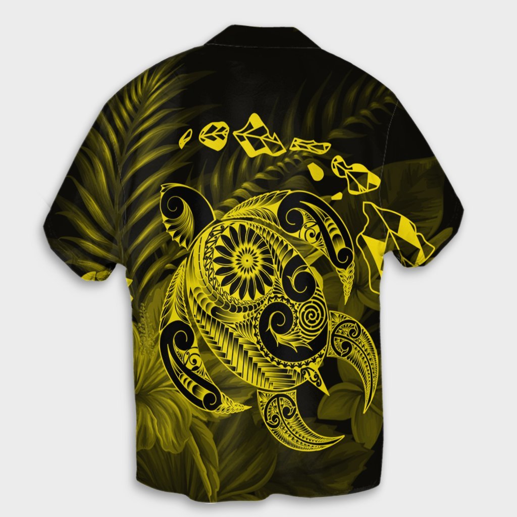 Hawaiian Map Turtle Tattoo Hibiscus Plumeria Polynesian Hawaiian Shirt - Yellow - AH - Polynesian Pride