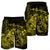 Hawaiian Map Turtle Tattoo Hibiscus Plumeria Polynesian Men's Shorts - Yellow - AH - Polynesian Pride