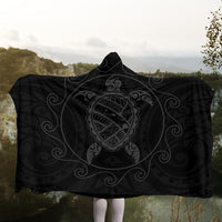 Hawaiian Map Turtle Wave Polynesian Hooded Blanket Gray - AH - Polynesian Pride