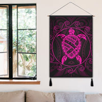 Hawaiian Map Turtle Wave Polynesian Hanging Poster Pink - AH - Polynesian Pride
