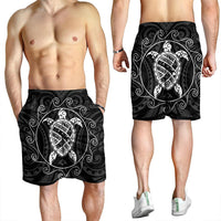 Hawaiian Map Turtle Wave Polynesian Men's Shorts White - AH - Polynesian Pride